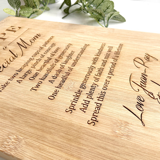 Recipe Personalised engraved cutting board