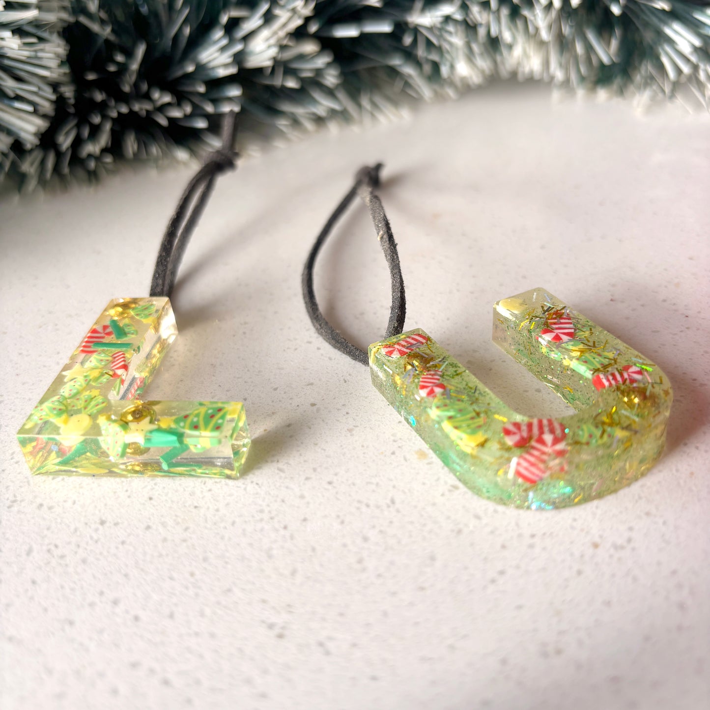 Luxury Personalised Resin Letter Christmas tag