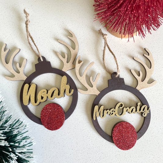 Personalised Rudolf Decorations; Christmas Decorations