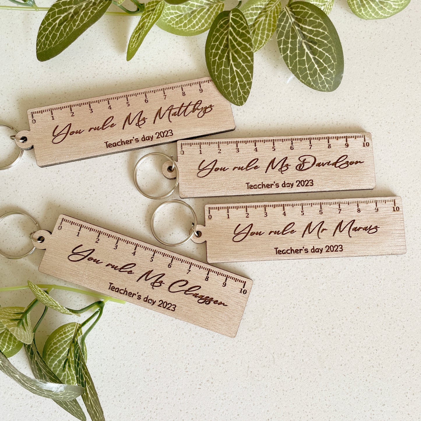 Personalised Teacher Engraved Keyrings