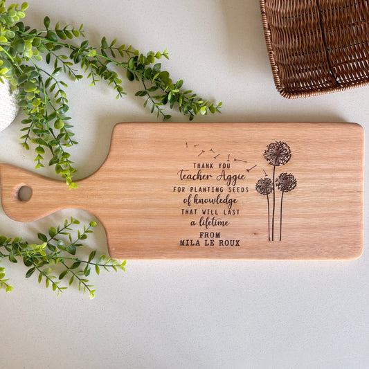 Personalised "Seeds of Knowledge" Engraved Server - 56cm long; Teacher Appreciation Gift