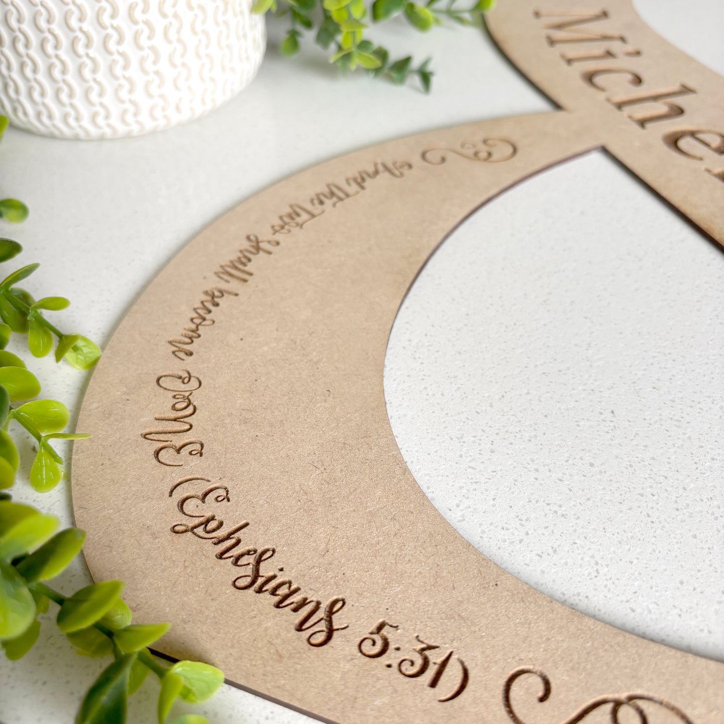 Wooden Wedding Sign Lasercut in the "&" Shape and Personalized with Names