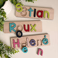 Personalized SINGLE NAME Puzzles - Natural Wood Base