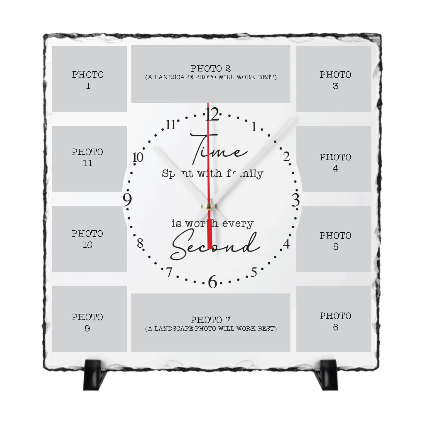 Personalised Photo Slate Stone Clock