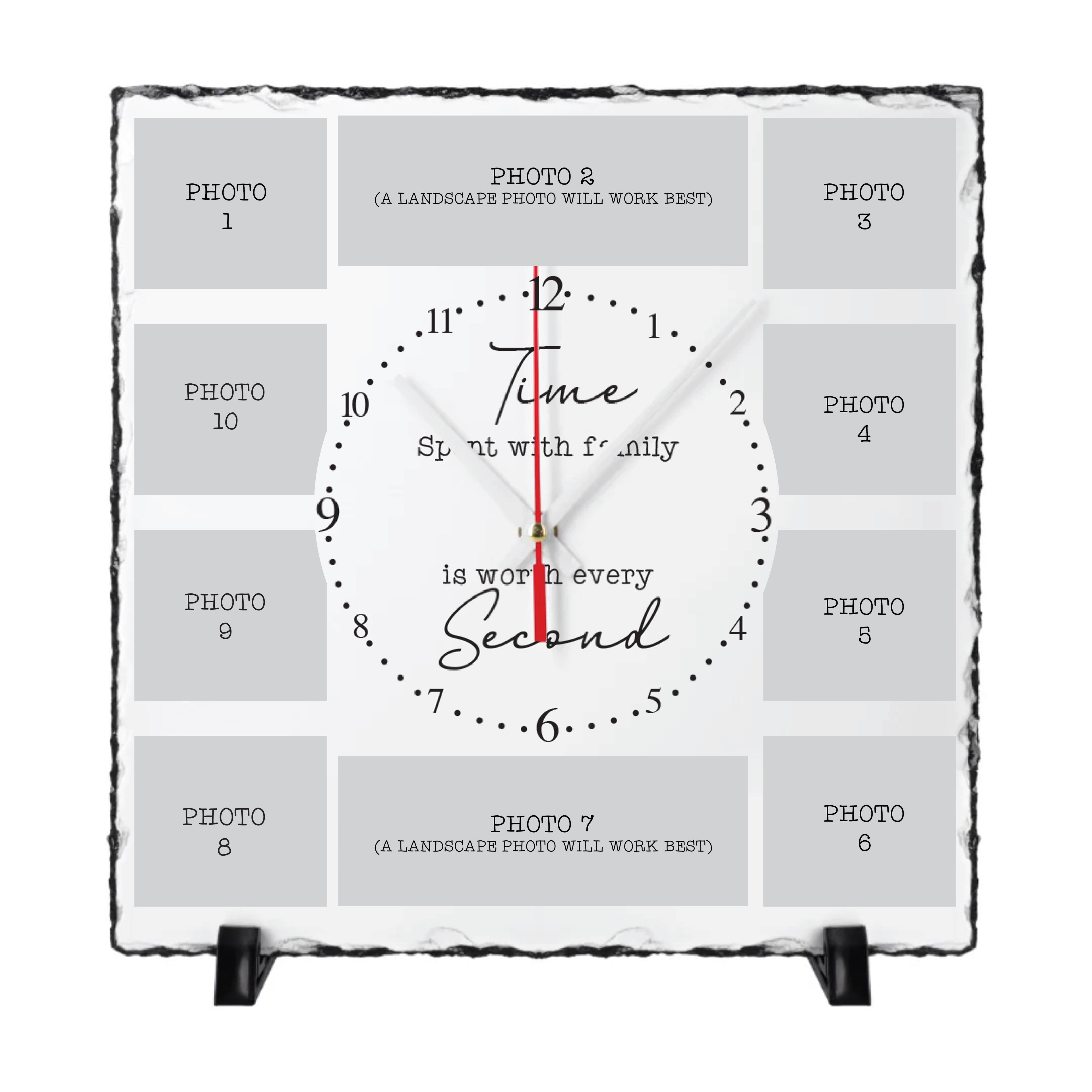 Personalised Photo Slate Stone Clock