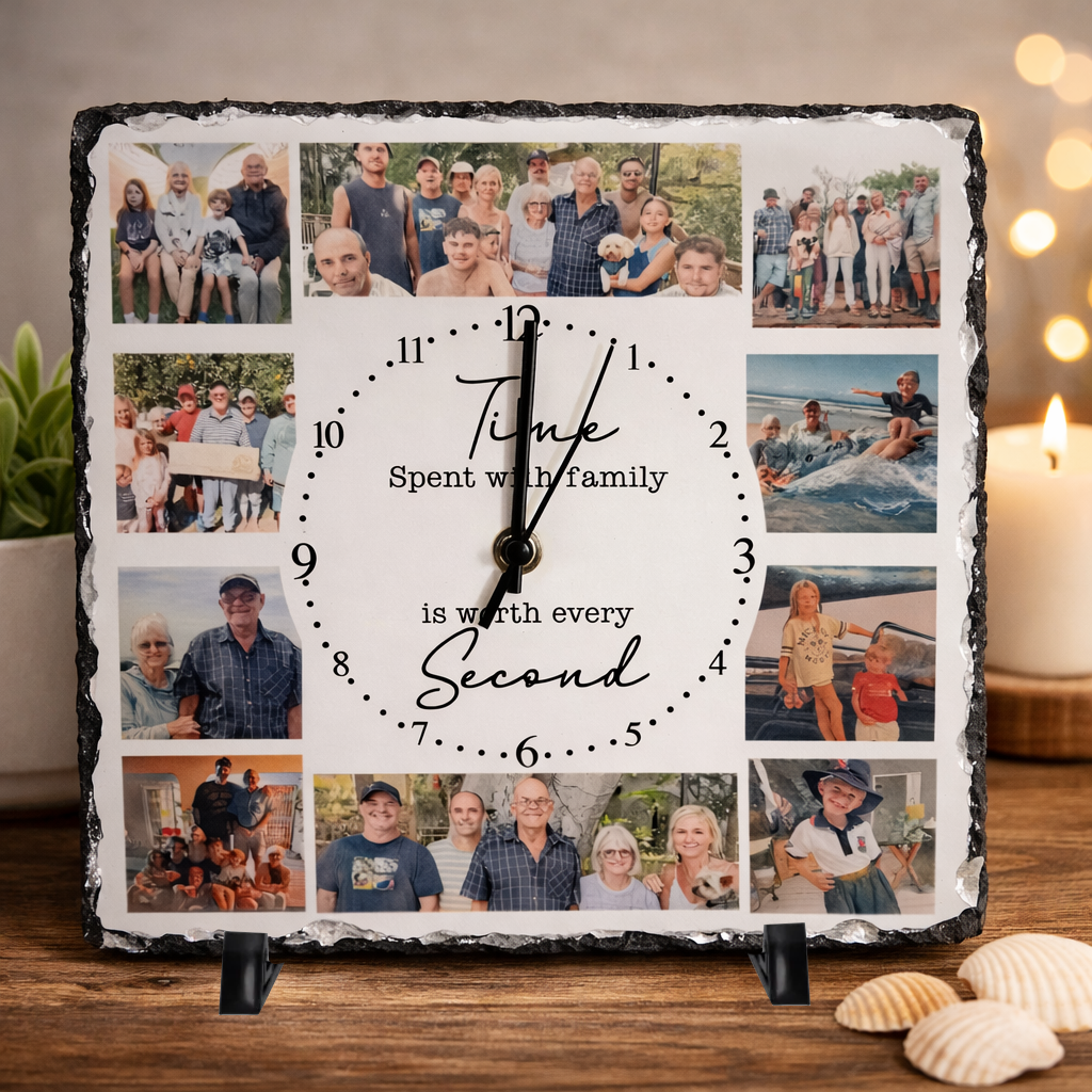 Personalised Photo Slate Stone Clock