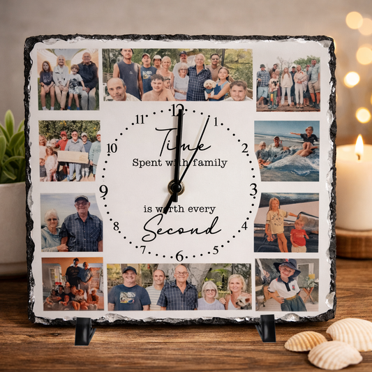 Personalised Photo Slate Stone Clock