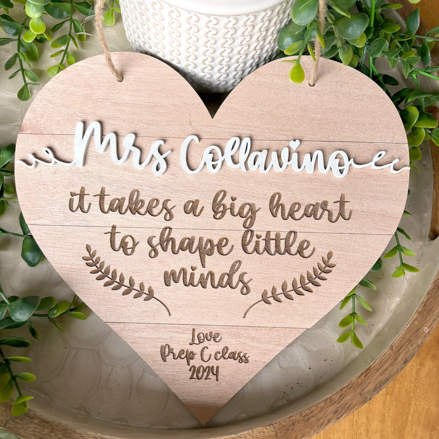 Personalised Slatted Wooden Heart Decor; Teacher Gifts