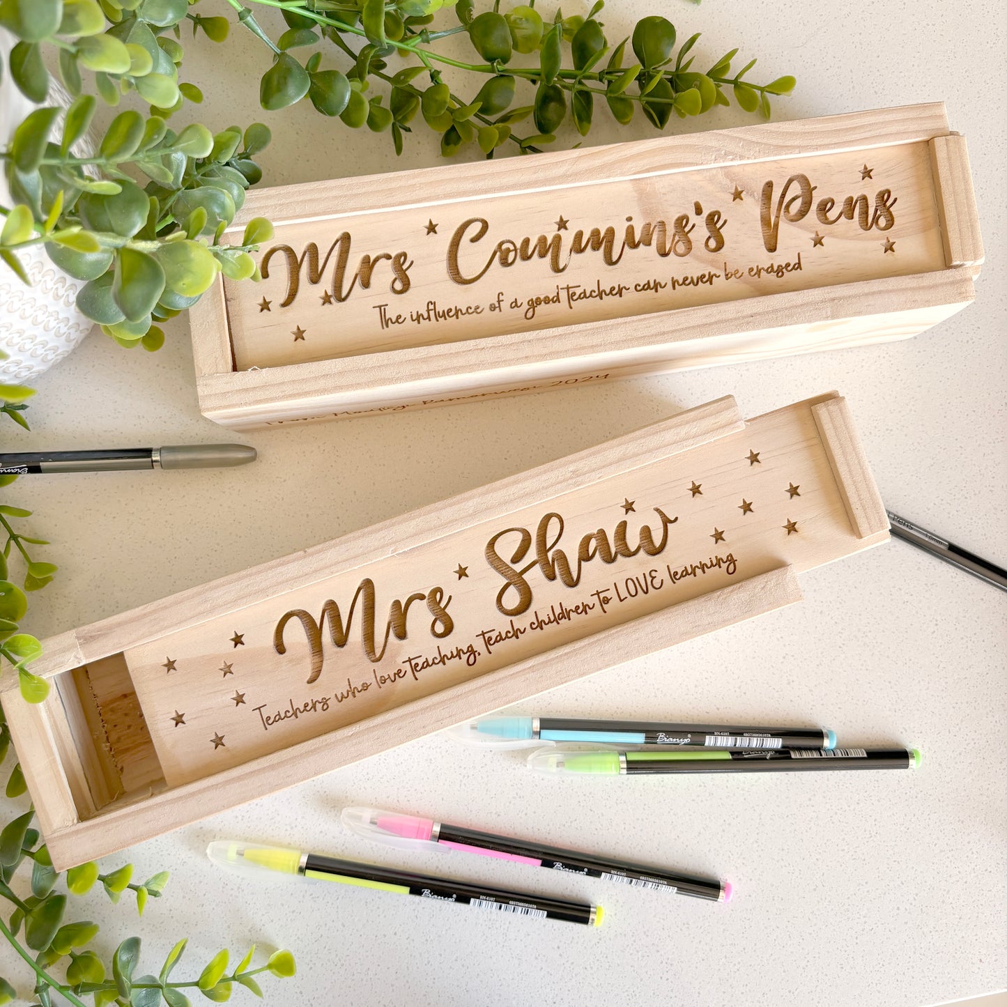 Engraved Pencil Box personalised with the teachers name