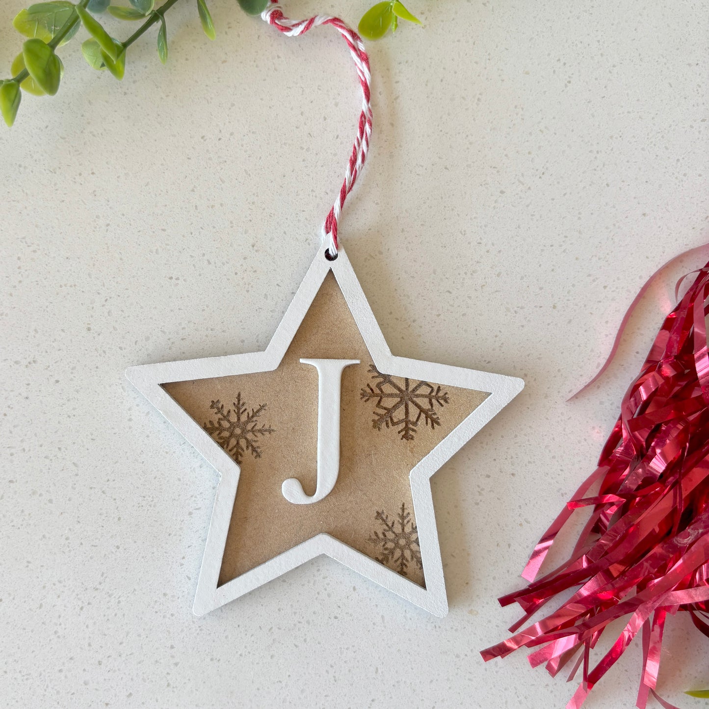 Star-Shaped Personalized Wooden Christmas Decoration With Any Personalized Initial