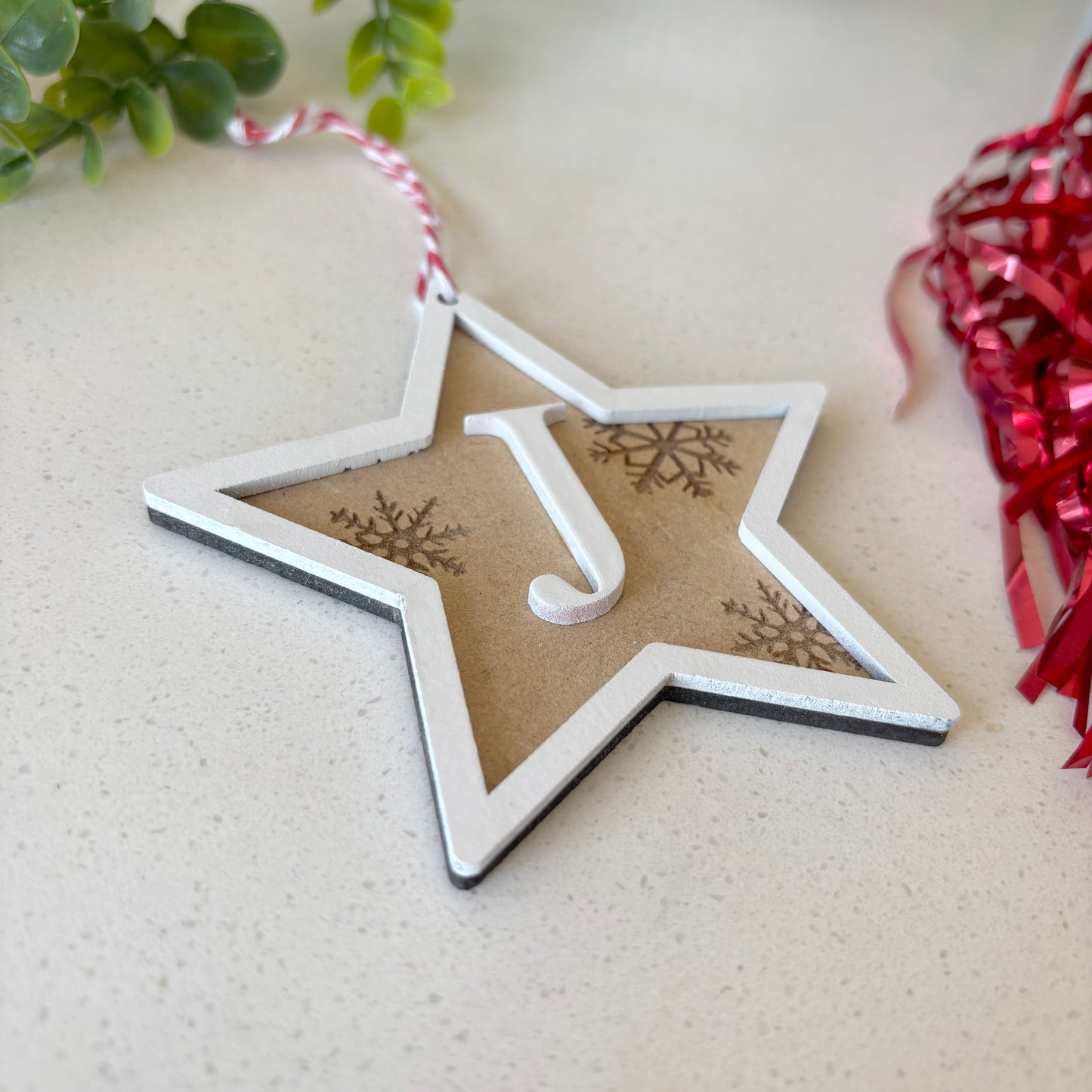 Star-Shaped Personalized Wooden Christmas Decoration With Any Personalized Initial
