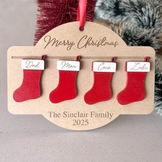 Personalized Family Name Christmas Hanging Decoration with Mini Stockings