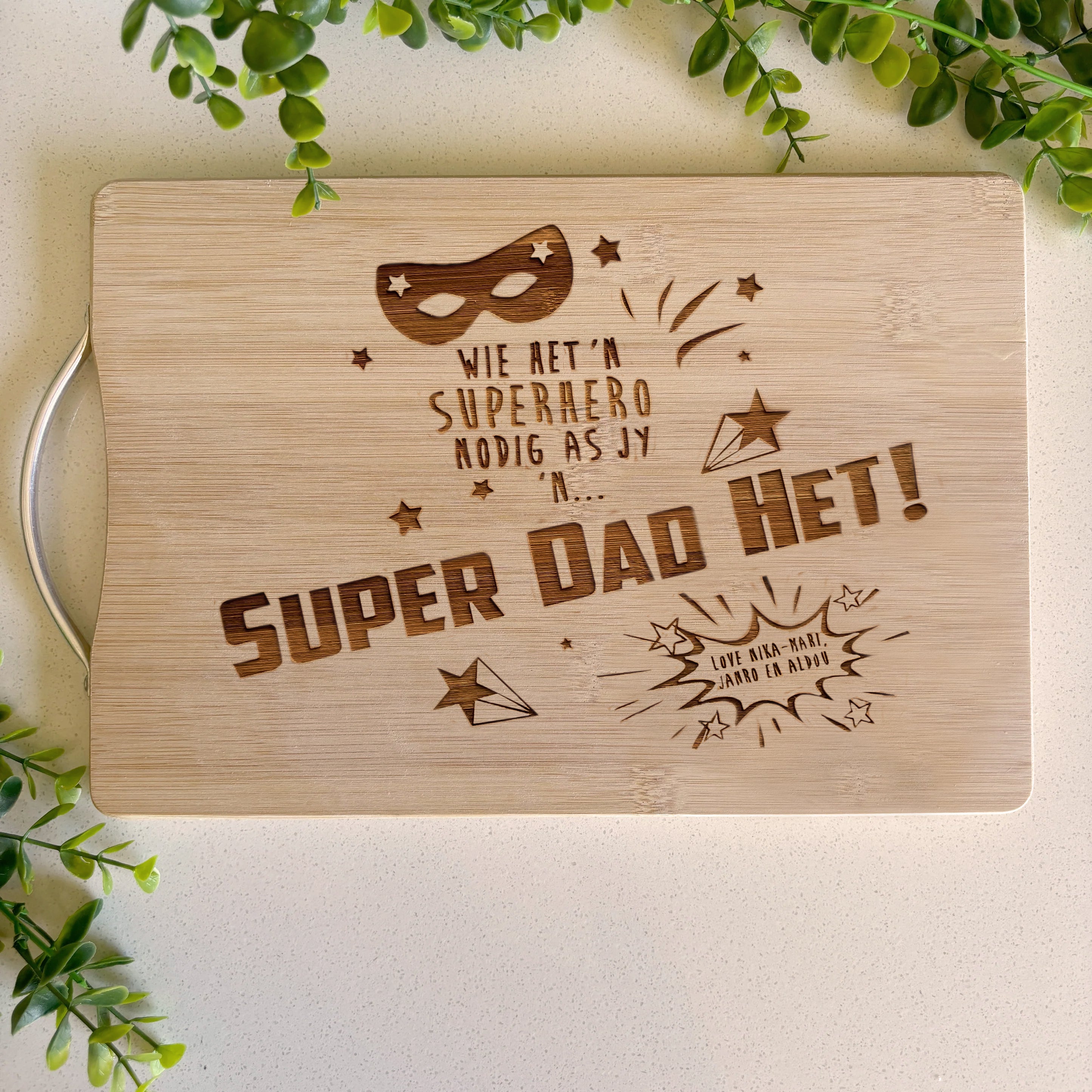 Super Dad Personalized Engraved Cutting Board - Afrikaans; Dad Gifts