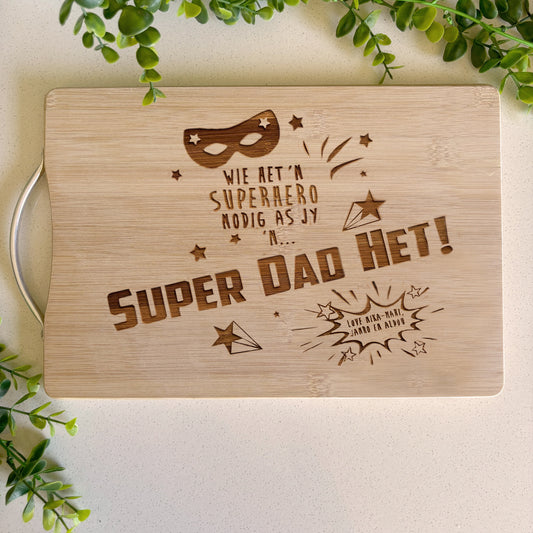 Super Dad Personalized Engraved Cutting Board - Afrikaans; Dad Gifts