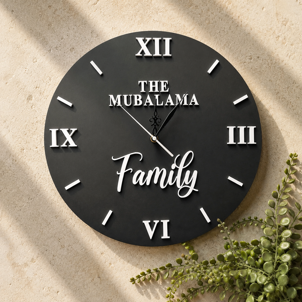 Personalised family surname wooden clock
