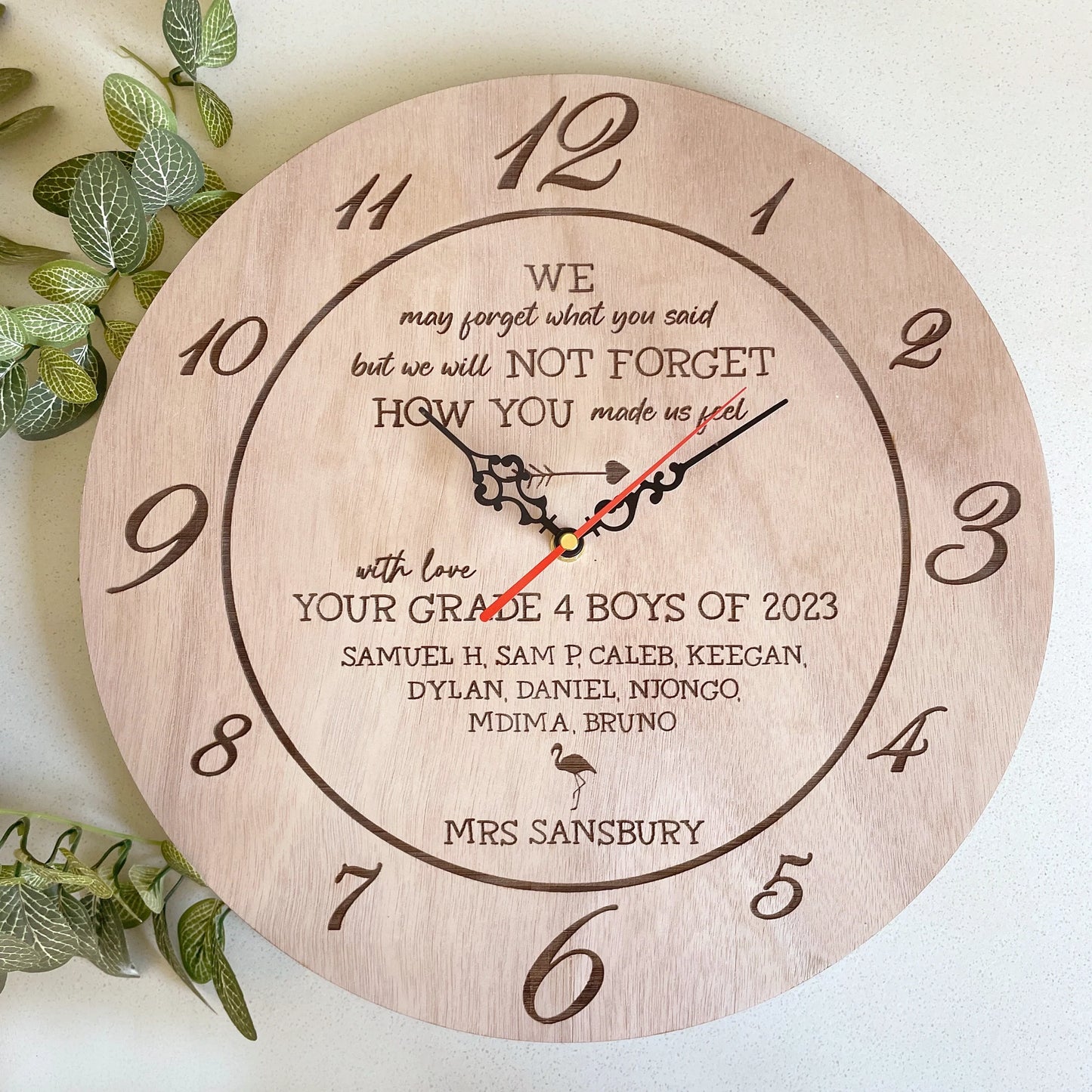 Teacher Appreciation Engraved Clock