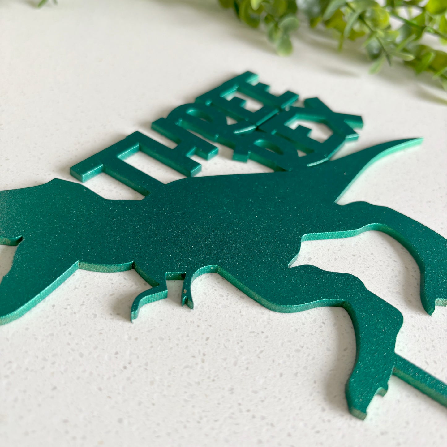 Three Rex Dinosaur Wooden Cake Topper