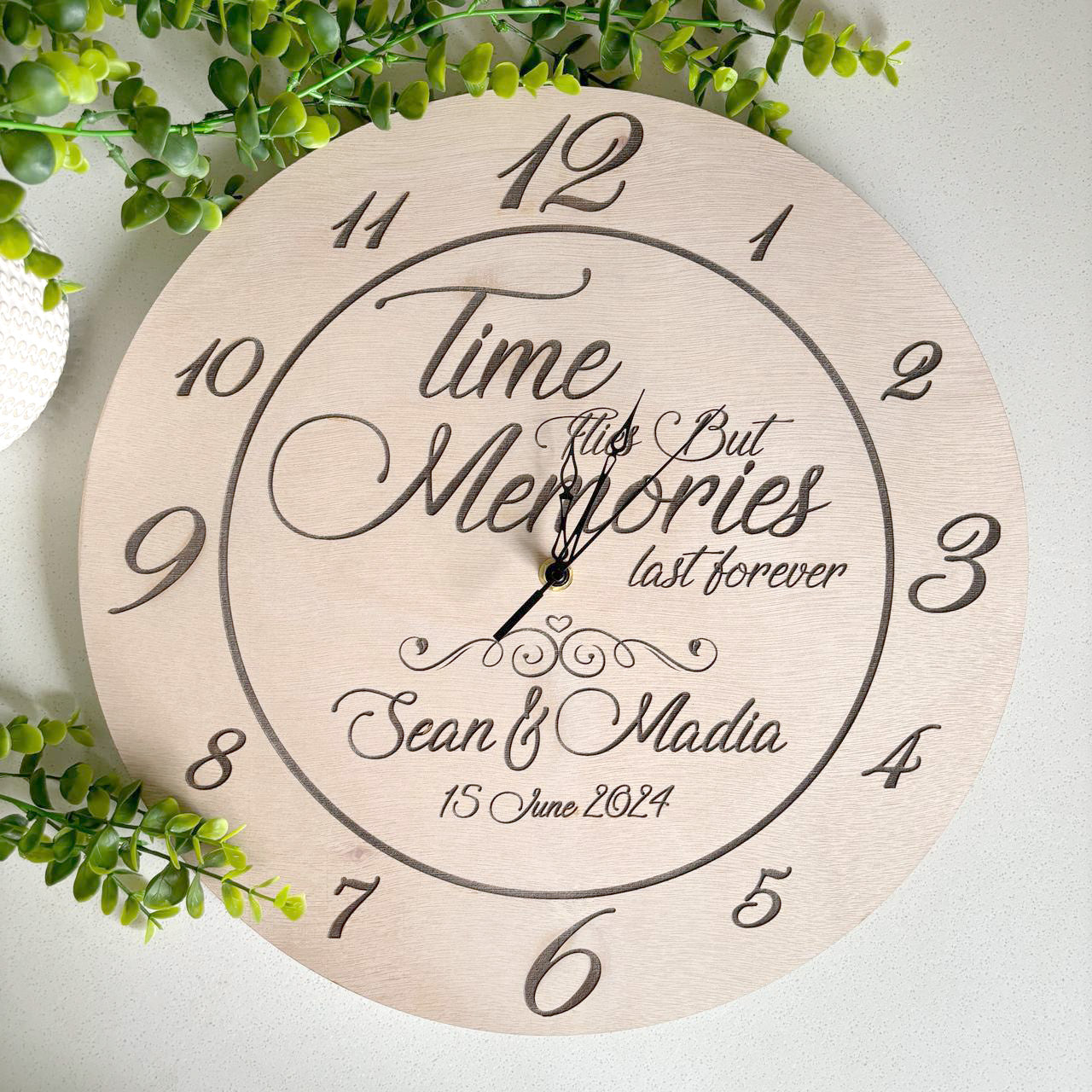 Time Flies but Memories Last Forever Personalized Engraved Clock