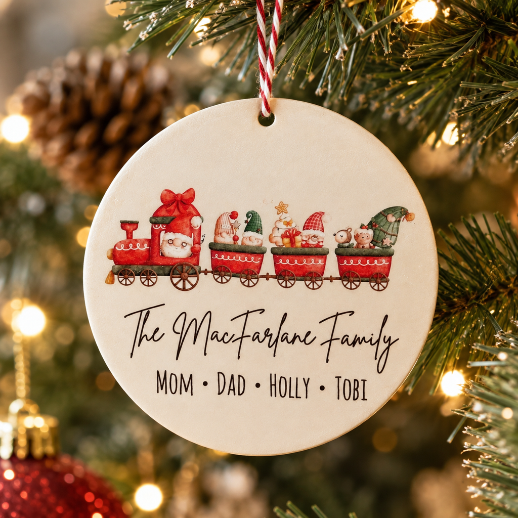 Personalised Printed Acrylic Family Christmas Hanging Decoration