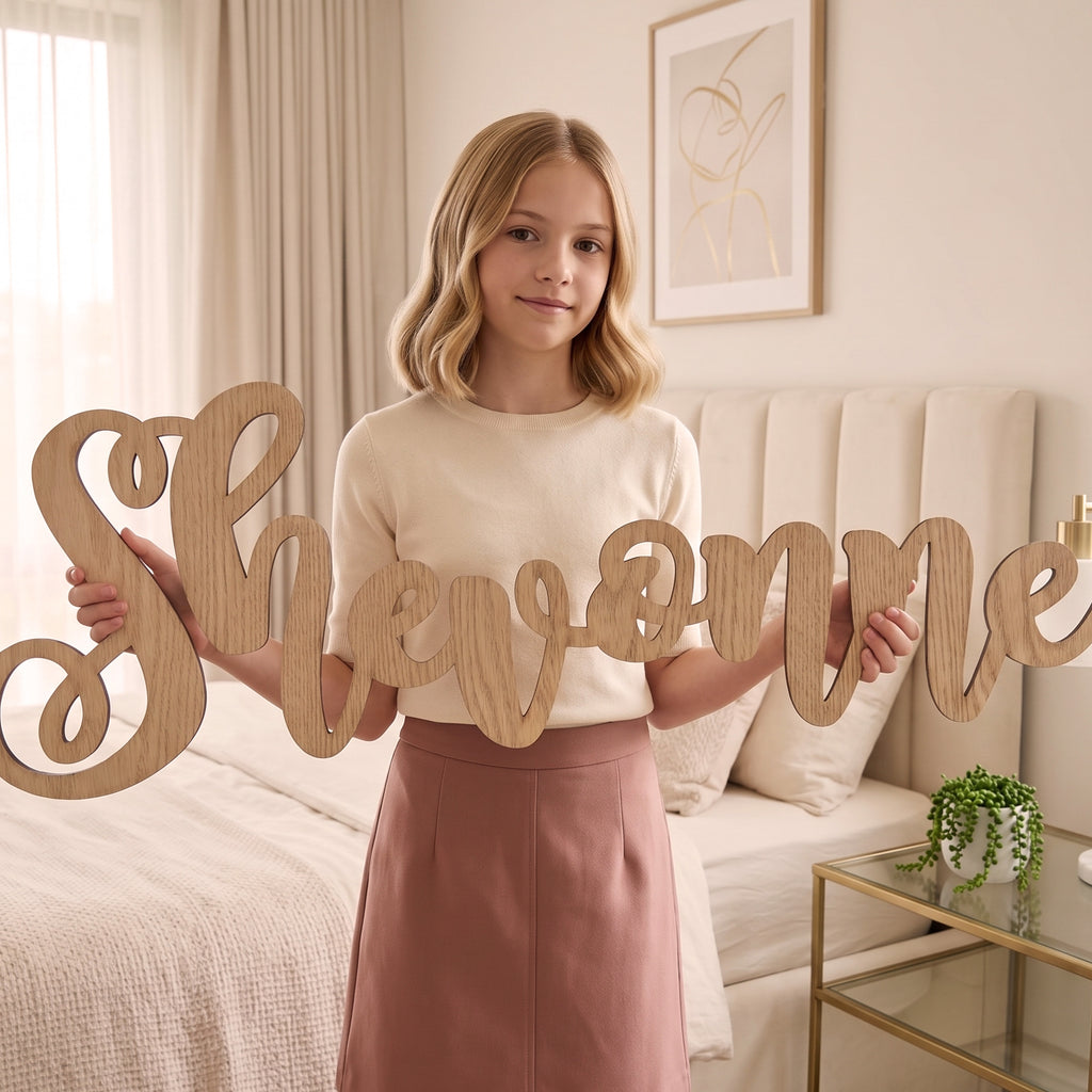 Personalized Wooden Name - Natural wood. 3 sizes: 40cm, 60cm and 70cm long