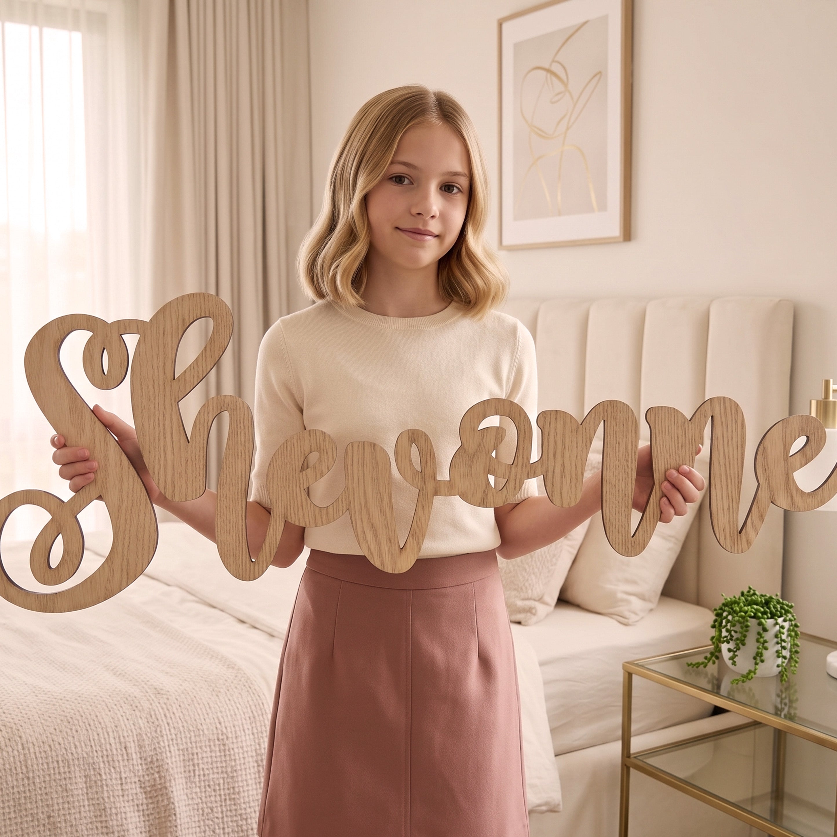 Personalized Wooden Name - Natural wood. 3 sizes: 40cm, 60cm and 70cm long