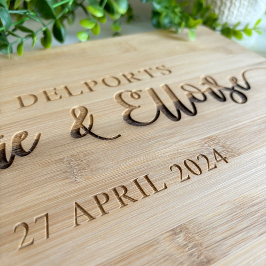 Engraved Personalised Cutting Board; Wedding Gifts