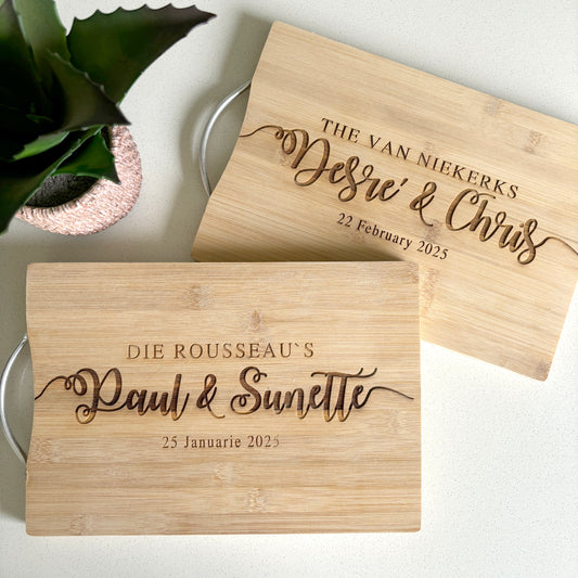 Engraved Personalised Cutting Board; Wedding Gifts