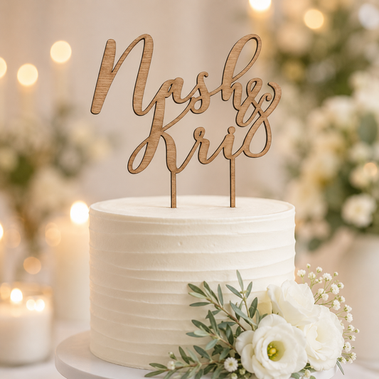 Personalised Wooden Wedding Cake Topper