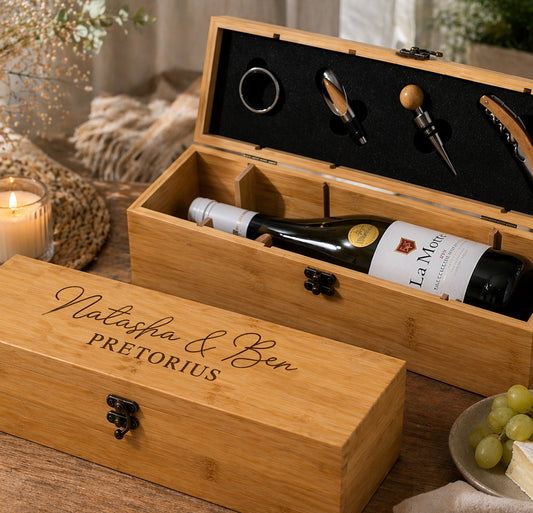 Personalized Wedding Gift Luxury Bamboo Wine Gift Set