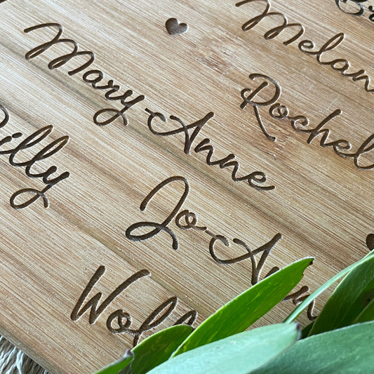 "Who Loves you" engraved personalised cutting board