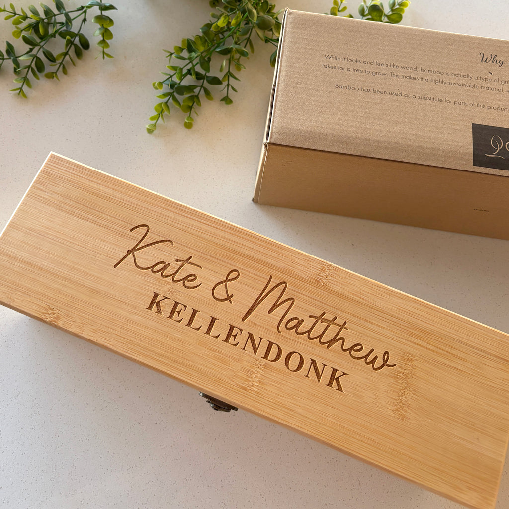Personalized Luxury Bamboo Wine Box Gift Set