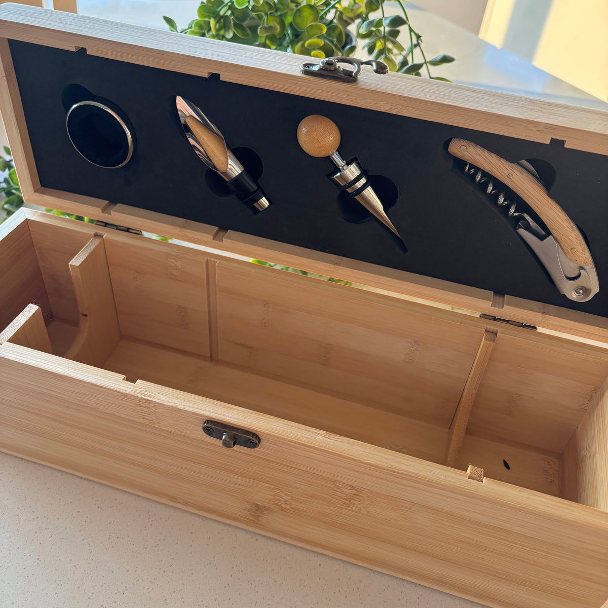 Personalized Luxury Bamboo Wine Box Gift Set
