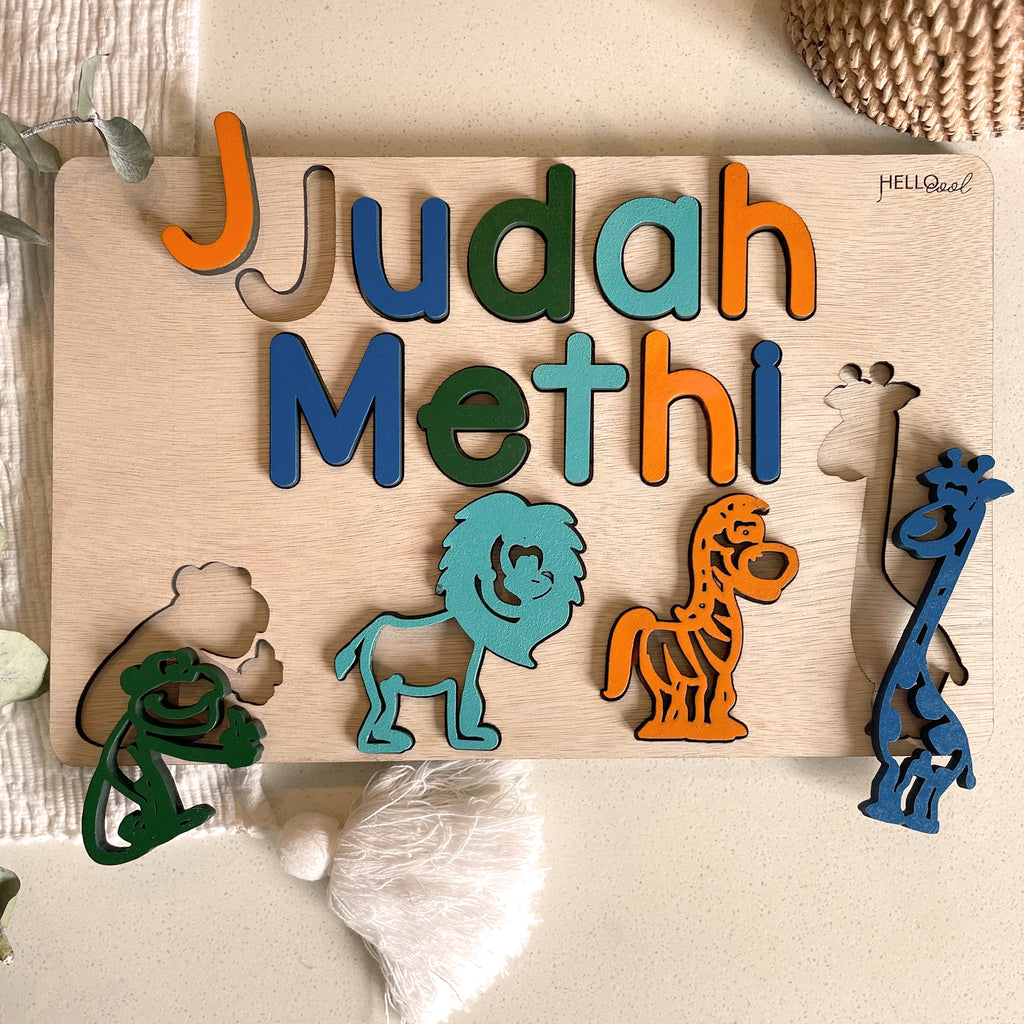 Personalized Zoo Animals Name, Surname and Theme Puzzle