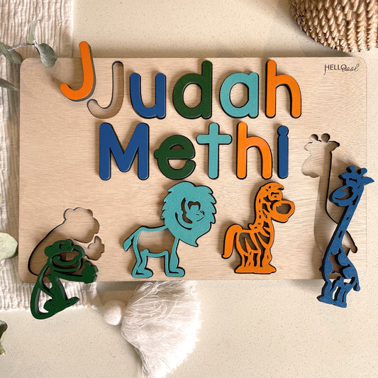 Personalized Zoo Animals Name, Surname and Theme Puzzle