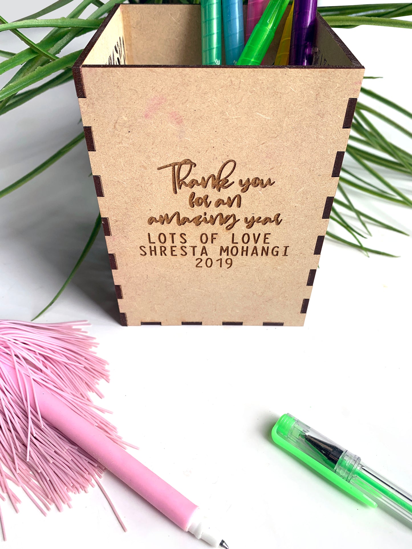 Personalised wooden pencil holder; Teacher appreciation Gift