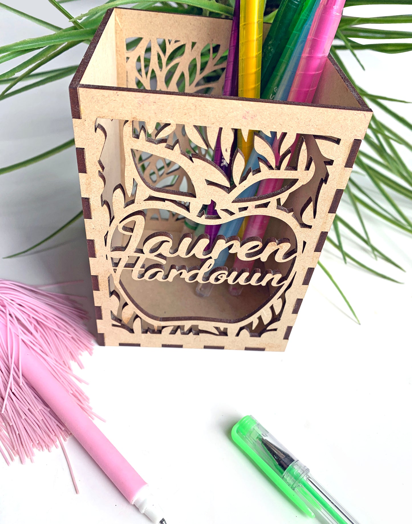 Personalised wooden pencil holder; Teacher appreciation Gift