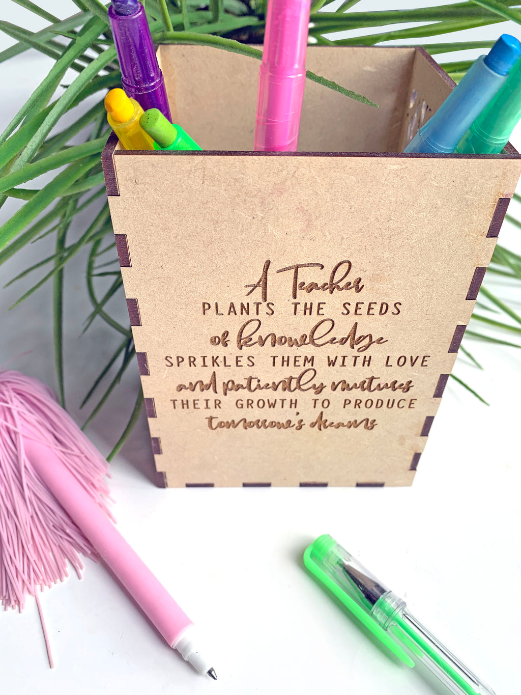 Personalised wooden pencil holder; Teacher appreciation Gift