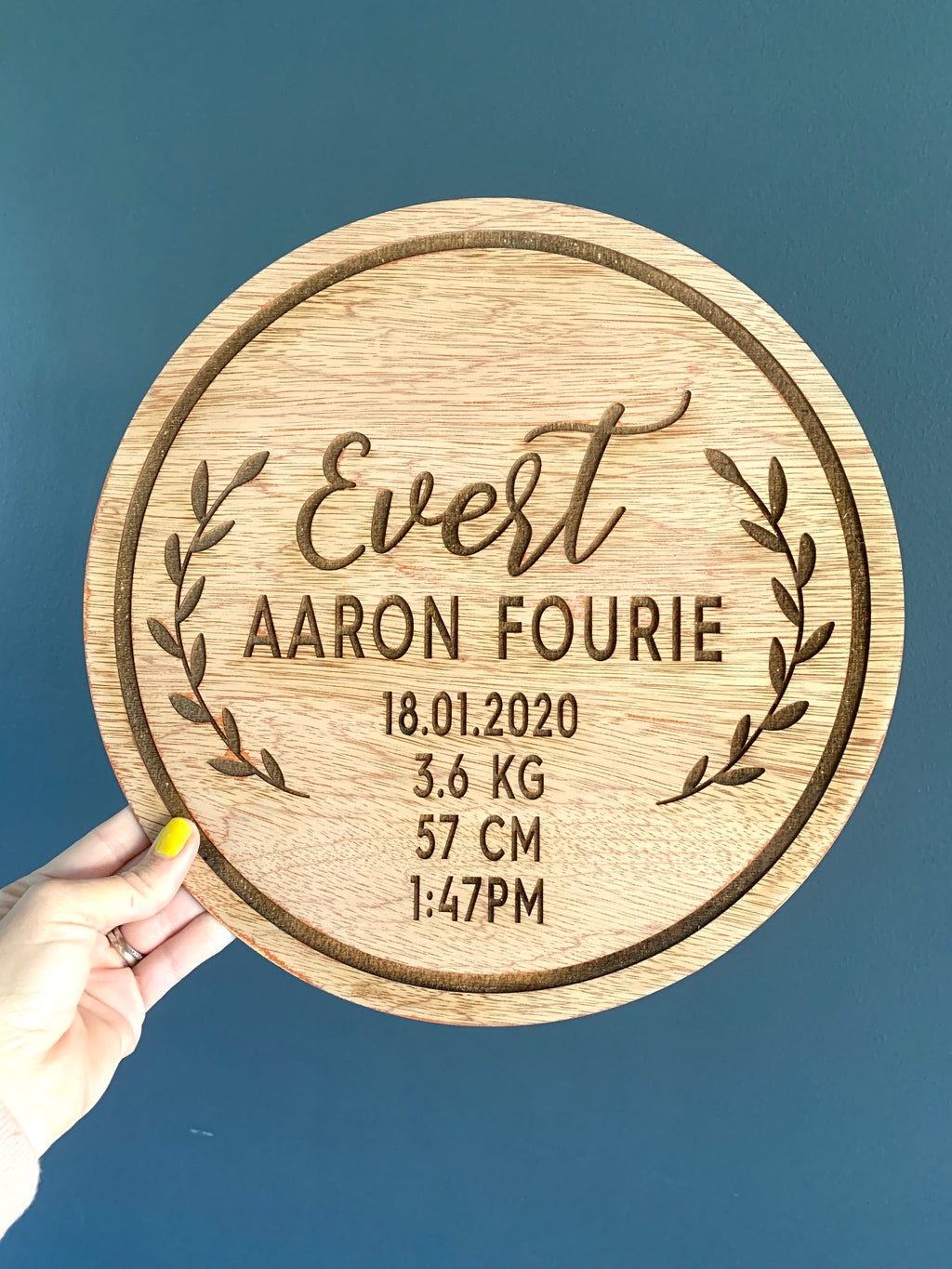Personalized Engraved Wooden Birth Plaque