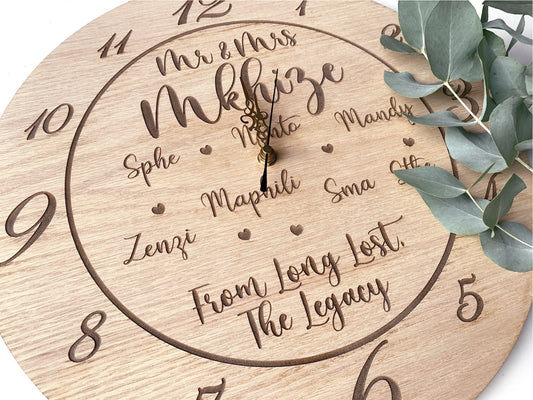 Engraved personalised Wedding Clock