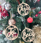 Personalised Wooden Snow Bauble with any name cut out