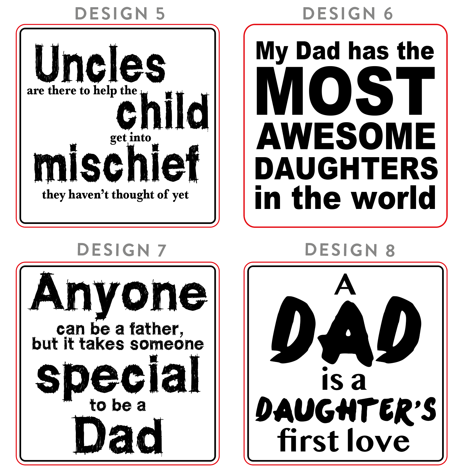 Wooden Engraved Dad Coasters- Set of 3