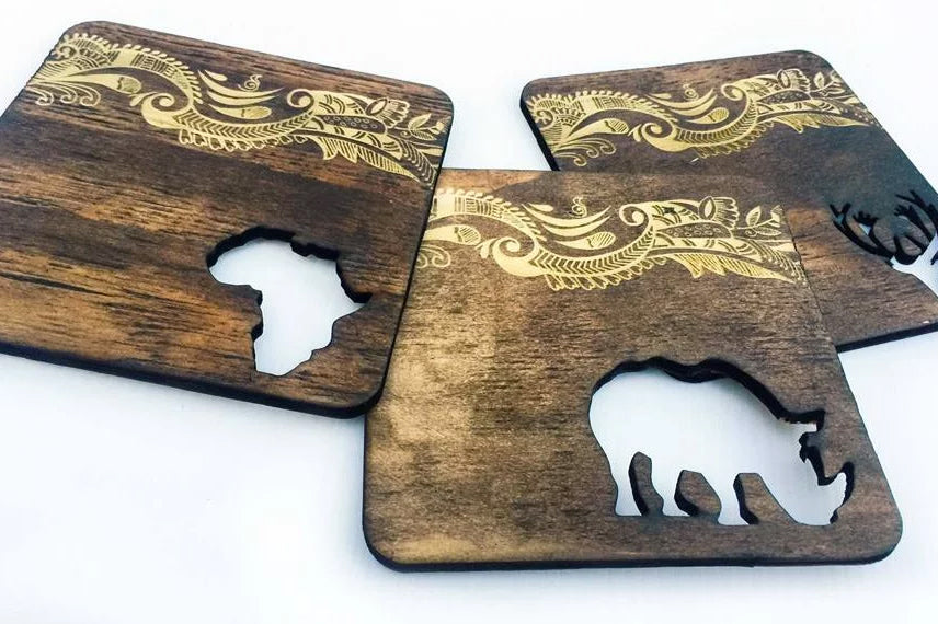 Africa Stained Coasters - Set of 3