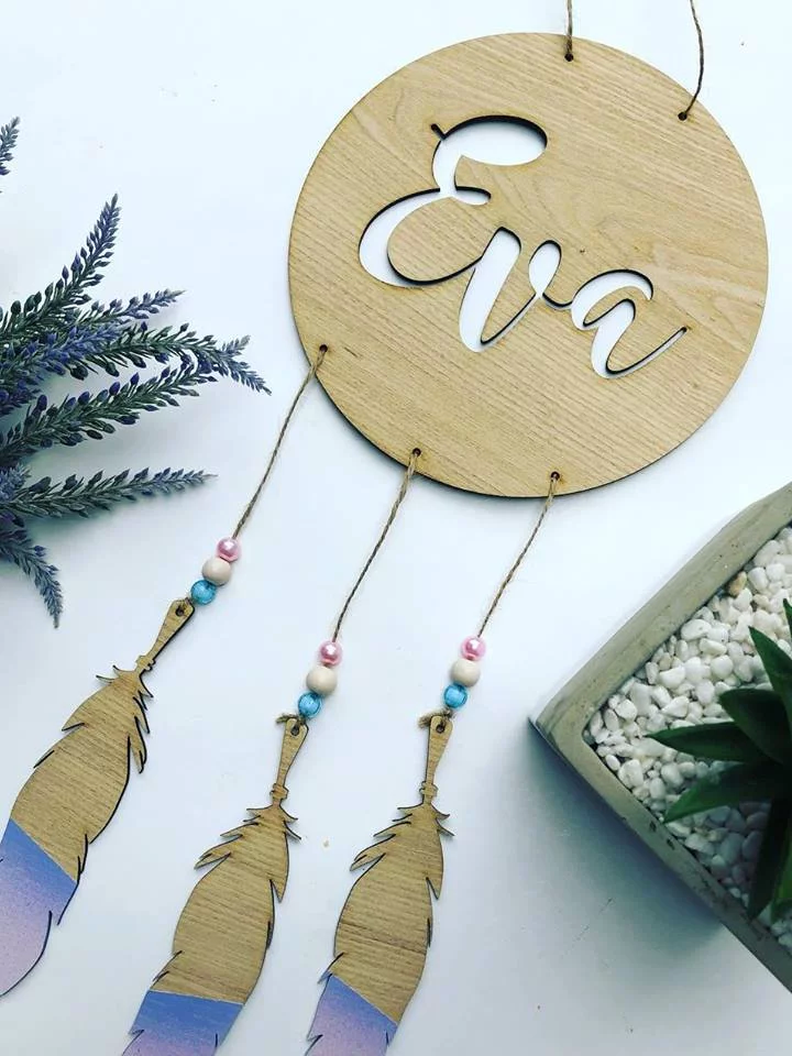 Dream Catcher with Dipped Feathers