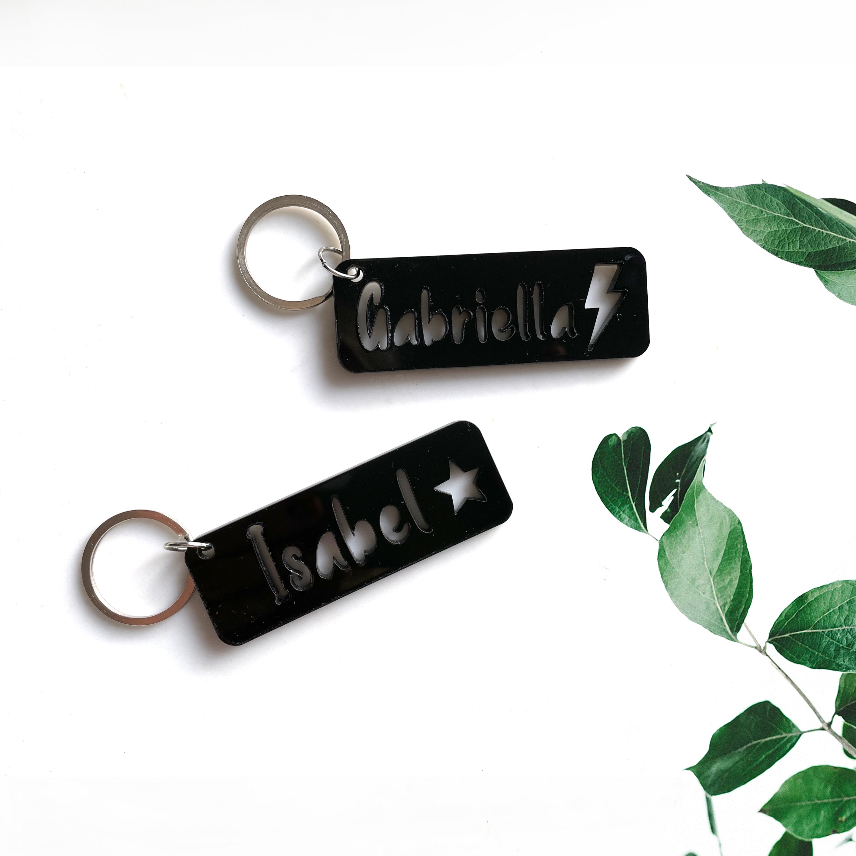 Acrylic keyring personalised with any name; Personalised bag tags