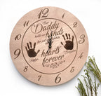 Personalised Daddy Wooden Clock with Baby Foot or Handprints