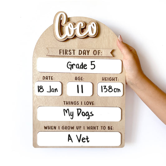 Personalised Back to School Boards Large with Interchangeable Names
