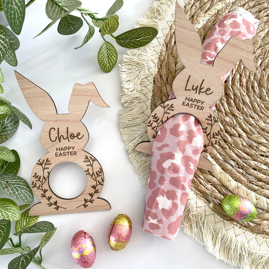 Personalised Easter engraved wooden bunny napkin holder