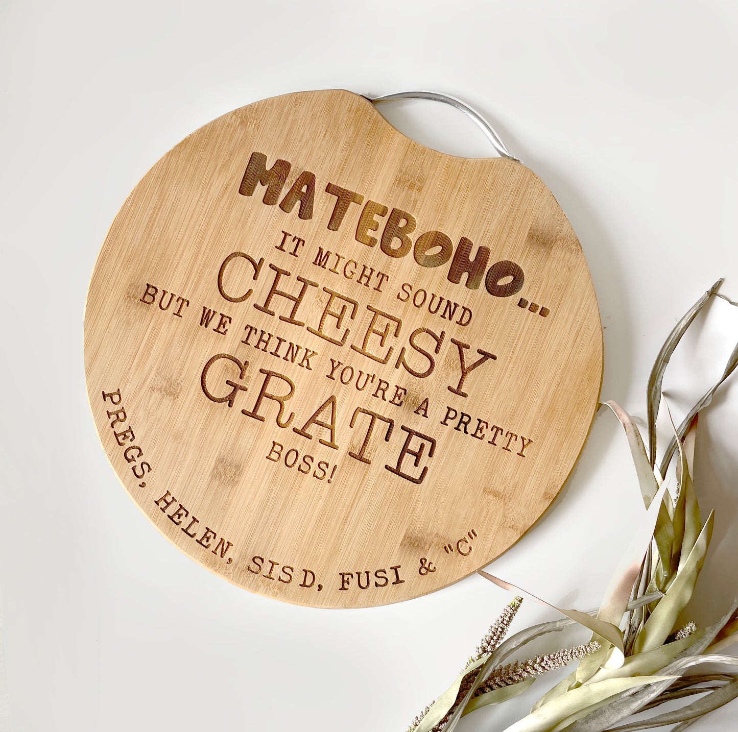 "It Might Sound Cheesy" Personalised Engraved Round Cheese Board