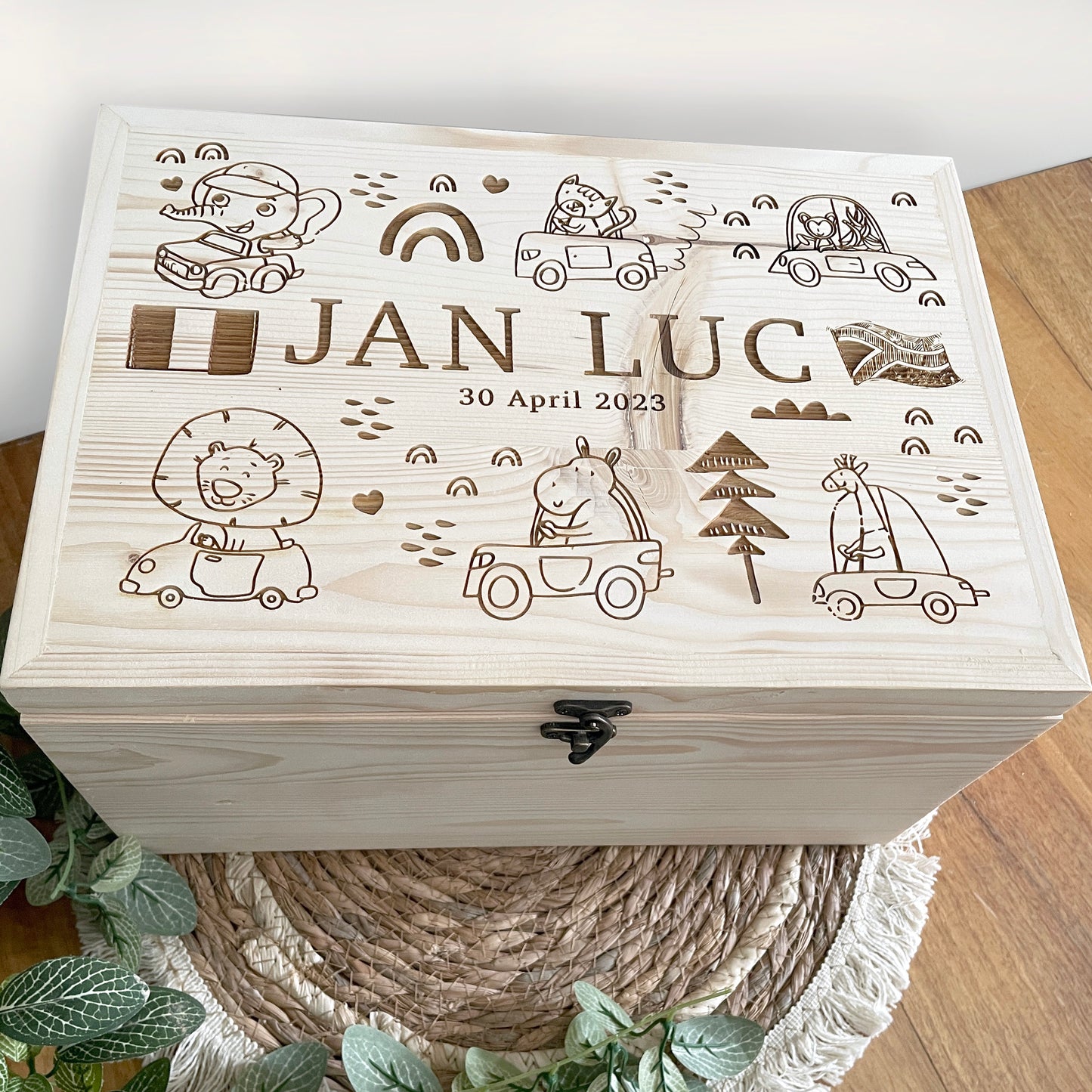 Safari or Space Themed Keepsake Box with Personalised Name
