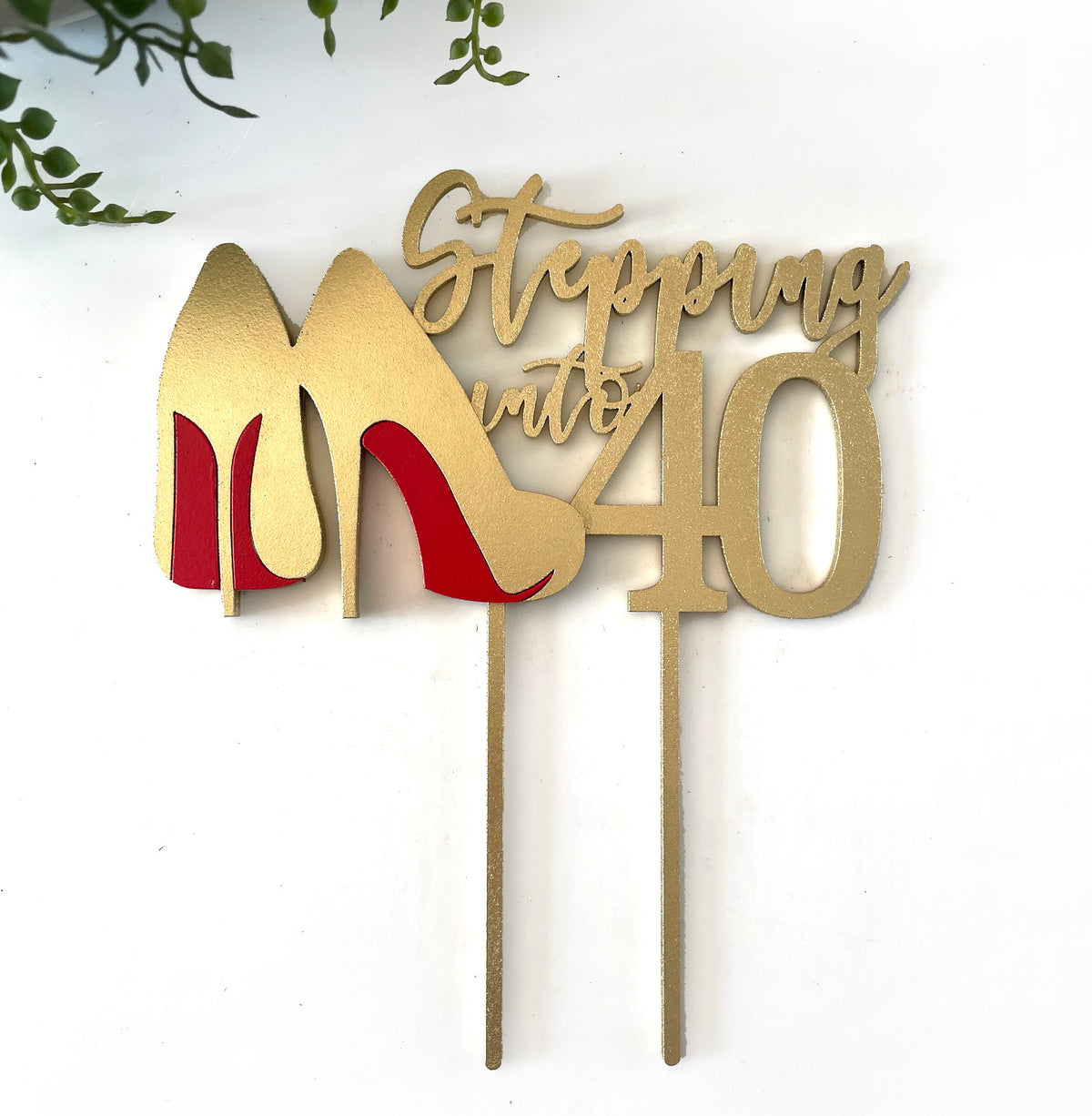 Personalized "Stepping Into 40" Cake Topper